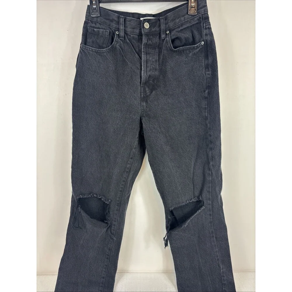 Pacsun Women's Size 26 Black Dad Jean Distressed Knee Holes‎